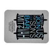 Modern Torah Grey Bar Mitzvah Save the Date Magneet (Horizontaal)