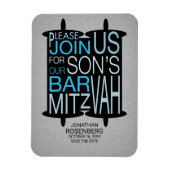 Modern Torah Grey Bar Mitzvah Save the Date Magneet (Verticaal)