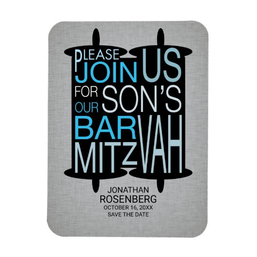 Modern Torah Grey Bar Mitzvah Save the Date Magneet (Verticaal)