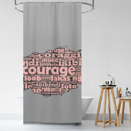 Modern Torn Gray & Roze Courage Typografie Douchegordijn