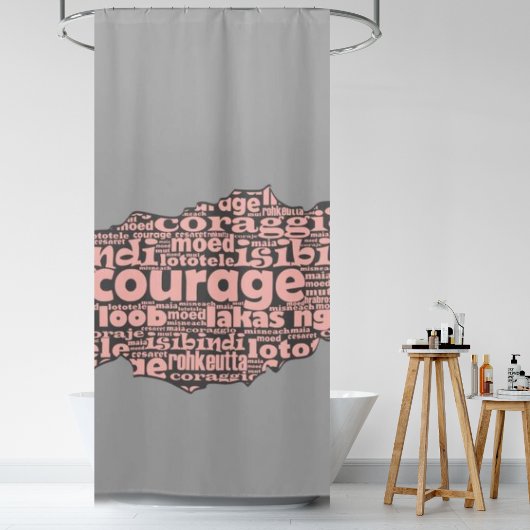 Modern Torn Gray & Roze Courage Typografie Douchegordijn