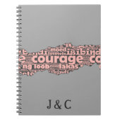 Modern Torn Gray & Roze Courage Typografie Notitieboek (Voorkant)
