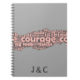 Modern Torn Gray & Roze Courage Typografie Notitieboek