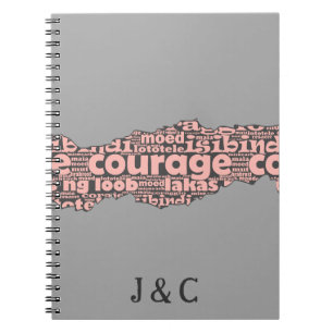 Modern Torn Gray & Roze Courage Typografie Notitieboek