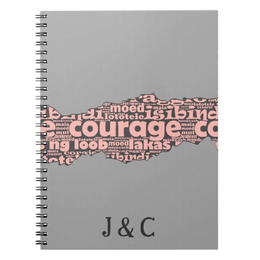 Modern Torn Gray & Roze Courage Typografie Notitieboek (Voorkant)
