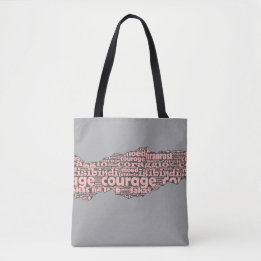 Modern Torn Gray & Roze Courage Typografie Tote Bag