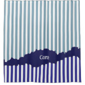 Modern Torn White Stripes Blue Layered Name Douchegordijn (Voorkant)