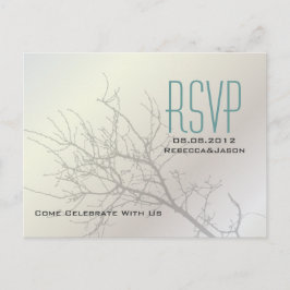 Modern Tortelduifjes Tree White Wedding RSVP Uitnodiging Briefkaart