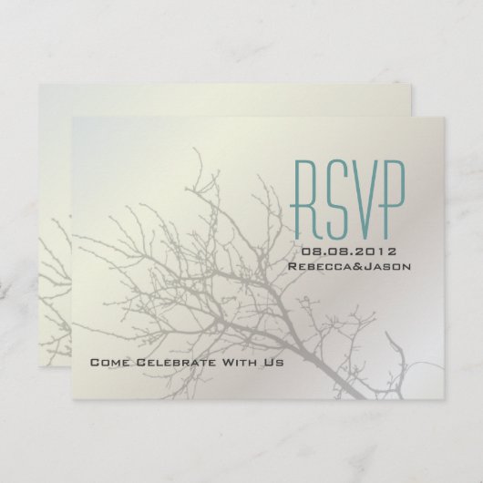 Modern Tortelduifjes Tree White Wedding RSVP Uitnodiging Briefkaart (Voorkant / Achterkant)