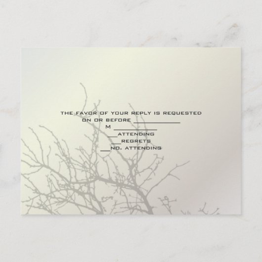 Modern Tortelduifjes Tree White Wedding RSVP Uitnodiging Briefkaart (Achterkant)