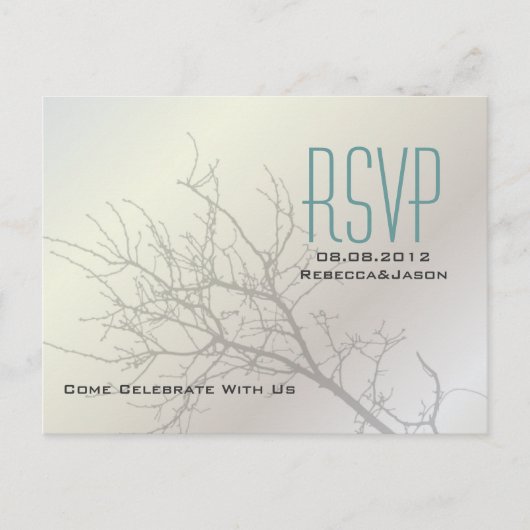 Modern Tortelduifjes Tree White Wedding RSVP Uitnodiging Briefkaart (Voorkant)