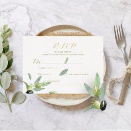 Modern Toscane Olijfbladeren Branch-RSVP KAART