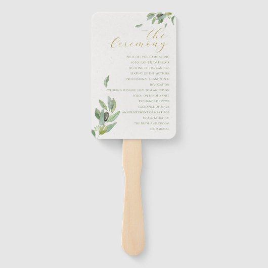 Modern Toscane Olijfbladeren Branch Wedding HandFa Handwaaier (Achterkant)