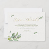 Modern Toscane olijfbladeren tak-dank u kaart (Voorkant)