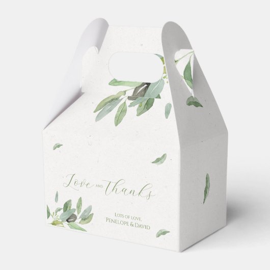 Modern Toscane olijfbladeren tak-dank u kaart Bedankdoosjes (Voorkant Zijde)