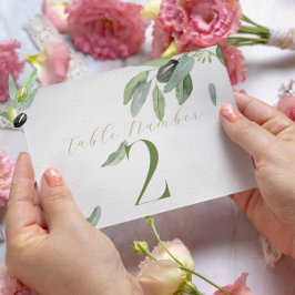 Modern Toscane olijfbladeren tak-tafel nummer Bedankkaart