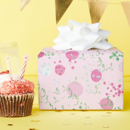 Modern Tossed Planets, Roos roze & groen Cadeaupapier (Verjaardagsfeest)