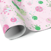 Modern Tossed Planets, Roos roze & groen Cadeaupapier (Rol Hoek)