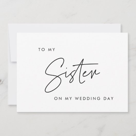 Modern tot mijn zus op mijn trouwdag. kaart (Voorkant)