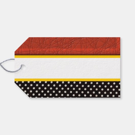 Modern tot-van in rood, wit, zwart en goud cadeaulabel (Achterkant Horizontaal)