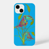 Modern Toucan Art with Plants Turquoise Phone Case iPhone Hoesje (Achterkant)