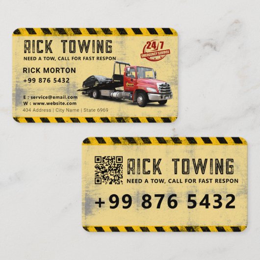 Modern Towing Service | Geel Visitekaartje (Voorkant / Achterkant)