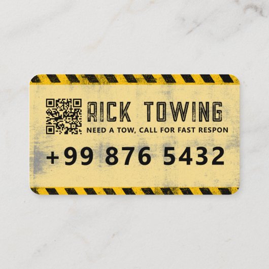 Modern Towing Service | Geel Visitekaartje (Achterkant)