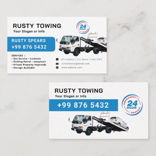 Modern Towing Service | wit Visitekaartje (Voorkant / Achterkant)