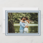 Modern Traditional Dusty Blue White Photo Wedding Kaart (Achterkant)