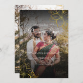 Modern & Traditional Gold Mehndi Indian Wedding Kaart (Voorkant / Achterkant)