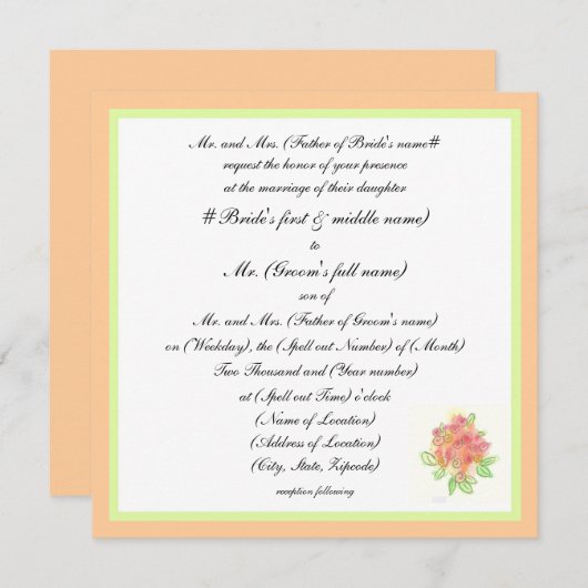 Modern traditioneel huwelijk kaart (Voorkant / Achterkant)