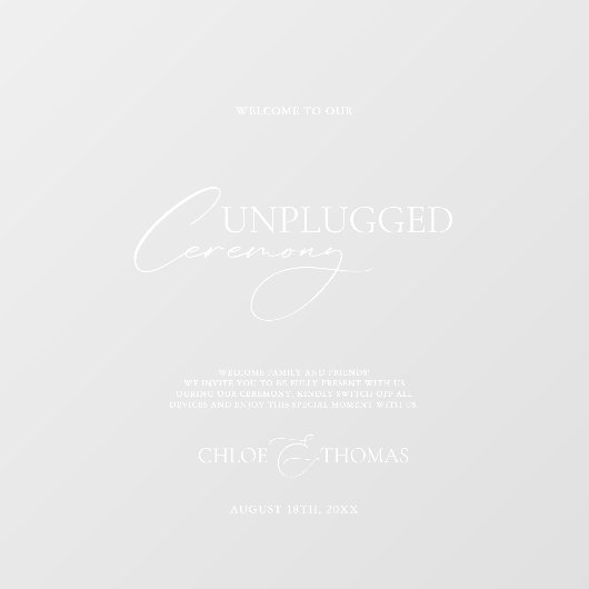 Modern Transparant Bruiloft Unplugged Ceremonie Te Raamsticker (Vel)