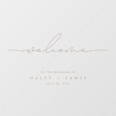 Modern Transparant Taupe Wedding Welcome Poster Raamsticker (Vel)