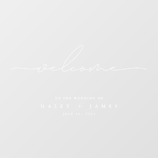 Modern Transparant Wedding Welcome Poster Raamsticker (Vel)