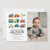 Modern Transport Jongens Verjaardagsfoto Kaart (Voorkant)