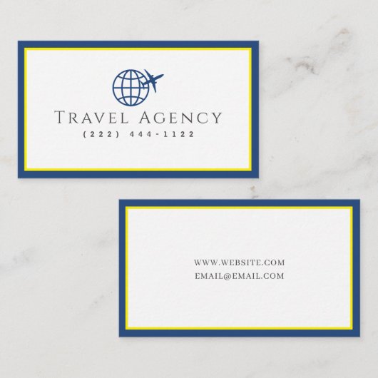 Modern Travel Agency Agent Visitekaartje (Voorkant / Achterkant)
