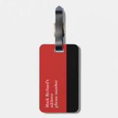 Modern Traveler naam & initialen stijlvol rood Bagagelabel (Achterkant verticaal)