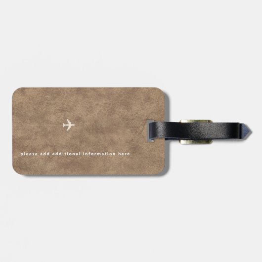 Modern Traveller Monogram Bruin Leder Bagagelabel (Achterkant horizontaal)