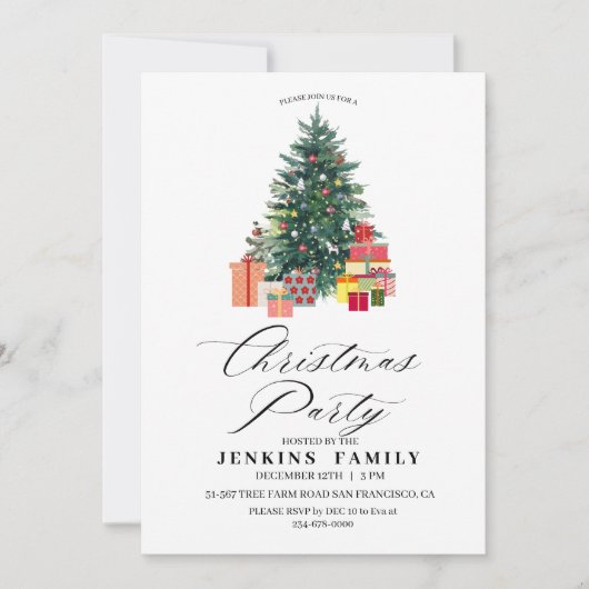 Modern Tree Christmas Party Invitations Kaarten (Voorkant)