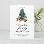 Modern Tree Christmas Party Invitations Kaarten (Staand voorkant)