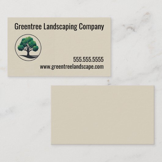 Modern Tree Circular Lijst Landscaping Service Visitekaartje (Voorkant / Achterkant)