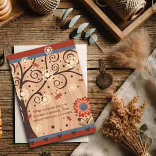 Modern Tree Floral Sympathy Quote Dragonfly Kaart