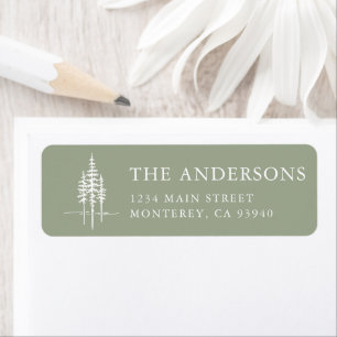 Modern Tree Forest Rustic Wedding Retouradres Etiket