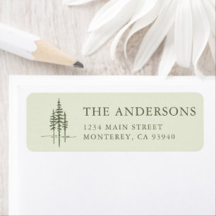 Modern Tree Forest Rustic Wedding Retouradres Etiket