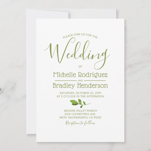Modern Tree Greenery Waterverf Foliage Wedding Kaart (Voorkant)
