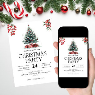 Modern Tree Holiday kerstfeest uitnodiging