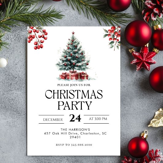 Modern Tree Holiday kerstfeest uitnodiging