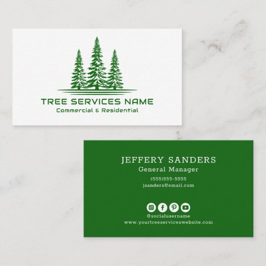 Modern Tree Logo Tree Service Visitekaartje (Voorkant / Achterkant)