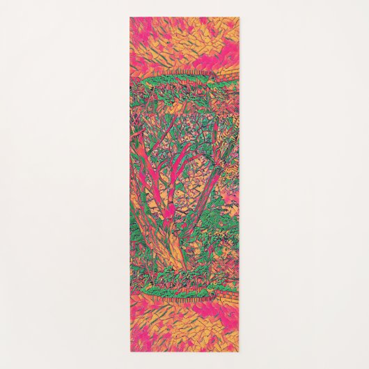 Modern Tree of Life Abstracte Kunst Kalmerende Kal Yogamat (Voorkant)