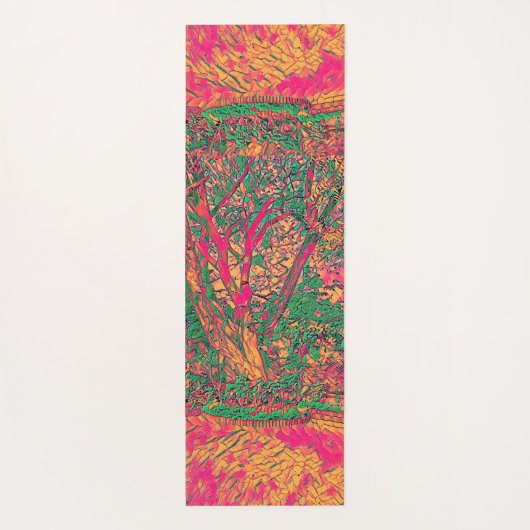 Modern Tree of Life Abstracte Kunst Kalmerende Kal Yogamat (Achterkant)